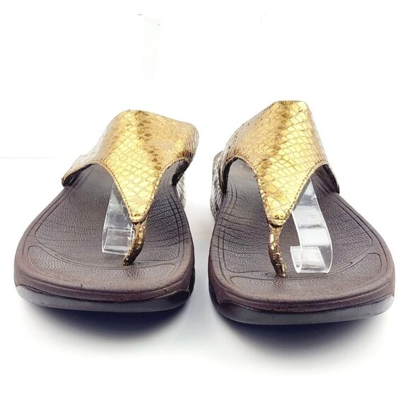Fit‎ Flop Gold Animal Print Sandals - Size 9 - Picture 2 of 8